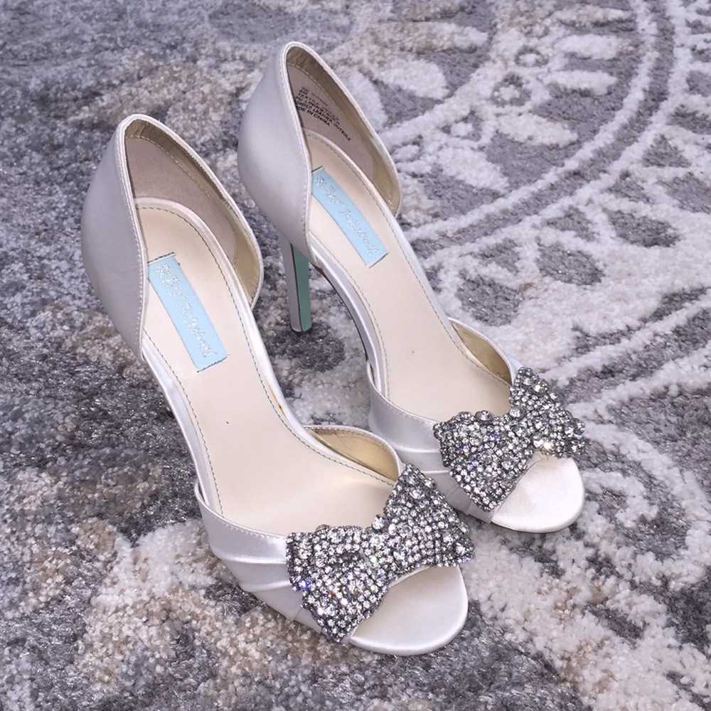 Betsey Johnson bride wedding rhinestone heels
